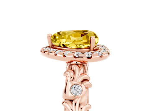 Rose gold Heart Cut Halo Diamond Solitaire with Filigree Band and Four-Prong Setting_5