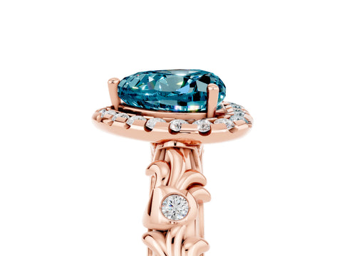 Rose gold Heart Cut Halo Diamond Solitaire with Filigree Band and Four-Prong Setting_5