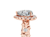 Rose gold Heart Cut Halo Diamond Solitaire with Filigree Band and Four-Prong Setting_5