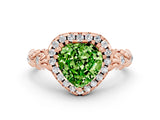 Rose gold Heart Cut Halo Diamond Solitaire with Filigree Band and Four-Prong Setting