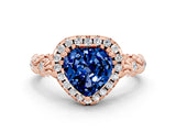 Rose gold Heart Cut Halo Diamond Solitaire with Filigree Band and Four-Prong Setting