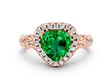 Rose gold Heart Cut Halo Diamond Solitaire with Filigree Band and Four-Prong Setting