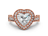 Rose gold Heart Cut Halo Diamond Split Shank Pave Ring_21