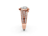 Rose gold Heart Cut Halo Diamond Split Shank Ring with Prong Setting_5