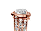 Rose gold Heart Cut Halo Diamond Split Shank Ring with Prong Setting_8