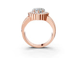 Rose gold Heart Cut Halo Diamond Split Shank Ring with Scalloped Prong Setting_10
