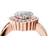 Rose gold Heart Cut Halo Diamond Split Shank Ring with Scalloped Prong Setting_11