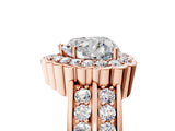 Rose gold Heart Cut Halo Diamond Split Shank Ring with Scalloped Prong Setting_12
