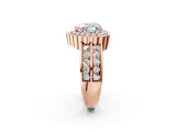 Rose gold Heart Cut Halo Diamond Split Shank Ring with Scalloped Prong Setting_9