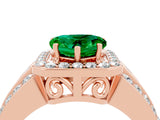 Rose gold Heart Cut Halo Emerald Ring with Split Shank and Four-Prong Setting_4