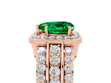 Rose gold Heart Cut Halo Emerald Ring with Split Shank and Four-Prong Setting_5