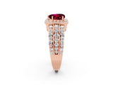 Rose gold Heart Cut Halo Garnet Ring with Split Shank and Four-Prong Setting_2