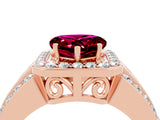 Rose gold Heart Cut Halo Garnet Ring with Split Shank and Four-Prong Setting_4