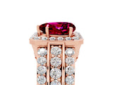 Rose gold Heart Cut Halo Garnet Ring with Split Shank and Four-Prong Setting_5