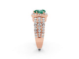 Rose gold Heart Cut Halo Green Sapphire Ring with Split Shank and Four-Prong Setting_2