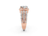 Rose gold Heart Cut Halo Moissanite Ring with Split Shank and Four-Prong Setting_2