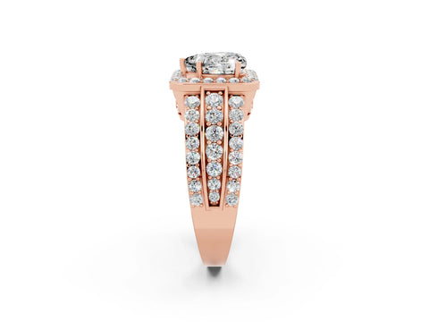 Rose gold Heart Cut Halo Moissanite Ring with Split Shank and Four-Prong Setting_2