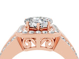 Rose gold Heart Cut Halo Moissanite Ring with Split Shank and Four-Prong Setting_4