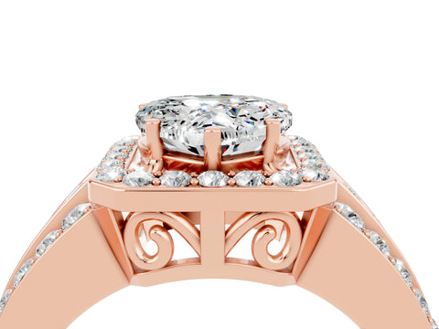 Rose gold Heart Cut Halo Moissanite Ring with Split Shank and Four-Prong Setting_4