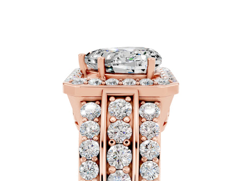 Rose gold Heart Cut Halo Moissanite Ring with Split Shank and Four-Prong Setting_5