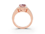 Rose gold Heart Cut Halo Morganite Ring with Split Shank and Four-Prong Setting_3