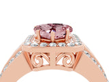 Rose gold Heart Cut Halo Morganite Ring with Split Shank and Four-Prong Setting_4