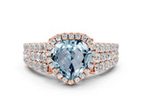 Rose gold Heart Cut Halo Pavé Diamond Engagement Ring with Split Shank and Four-Prong Setting