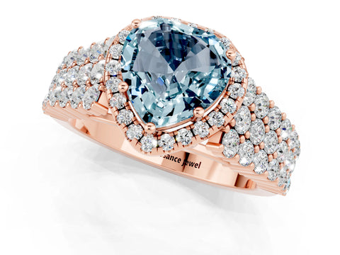 Rose gold Heart Cut Halo Pavé Diamond Engagement Ring with Split Shank and Four-Prong Setting_1
