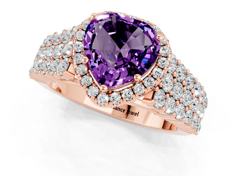 Rose gold Heart Cut Halo Pavé Diamond Engagement Ring with Split Shank and Four-Prong Setting_1
