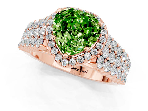 Rose gold Heart Cut Halo Pavé Diamond Engagement Ring with Split Shank and Four-Prong Setting_1