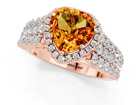 Rose gold Heart Cut Halo Pavé Diamond Engagement Ring with Split Shank and Four-Prong Setting_1