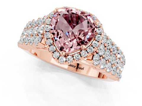 Rose gold Heart Cut Halo Pavé Diamond Engagement Ring with Split Shank and Four-Prong Setting_1