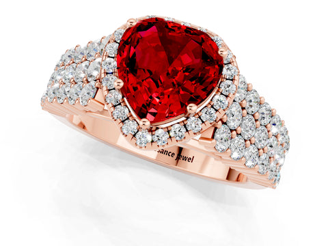 Rose gold Heart Cut Halo Pavé Diamond Engagement Ring with Split Shank and Four-Prong Setting_1
