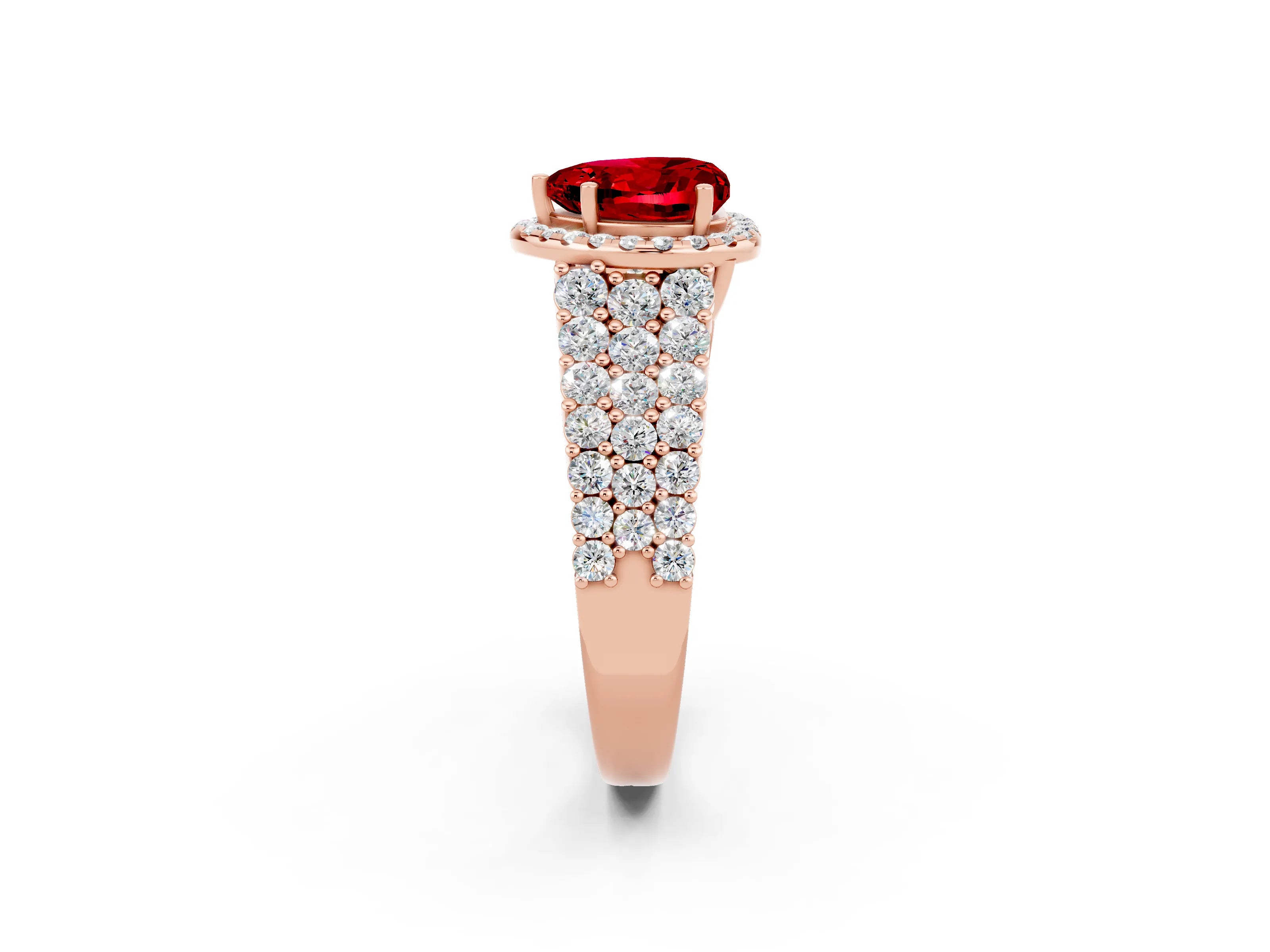 Rose gold Heart Cut Halo Pavé Diamond Engagement Ring with Split Shank and Four-Prong Setting_2