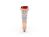 Rose gold Heart Cut Halo Pavé Diamond Engagement Ring with Split Shank and Four-Prong Setting_2