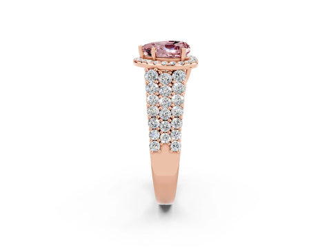 Rose gold Heart Cut Halo Pavé Diamond Engagement Ring with Split Shank and Four-Prong Setting_2