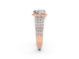 Rose gold Heart Cut Halo Pavé Diamond Engagement Ring with Split Shank and Four-Prong Setting_2