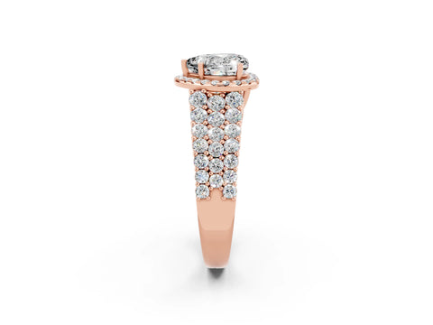 Rose gold Heart Cut Halo Pavé Diamond Engagement Ring with Split Shank and Four-Prong Setting_2
