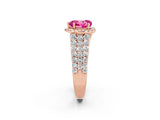 Rose gold Heart Cut Halo Pavé Diamond Engagement Ring with Split Shank and Four-Prong Setting_2