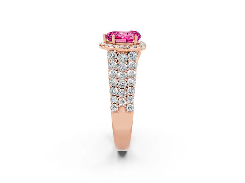 Rose gold Heart Cut Halo Pavé Diamond Engagement Ring with Split Shank and Four-Prong Setting_2