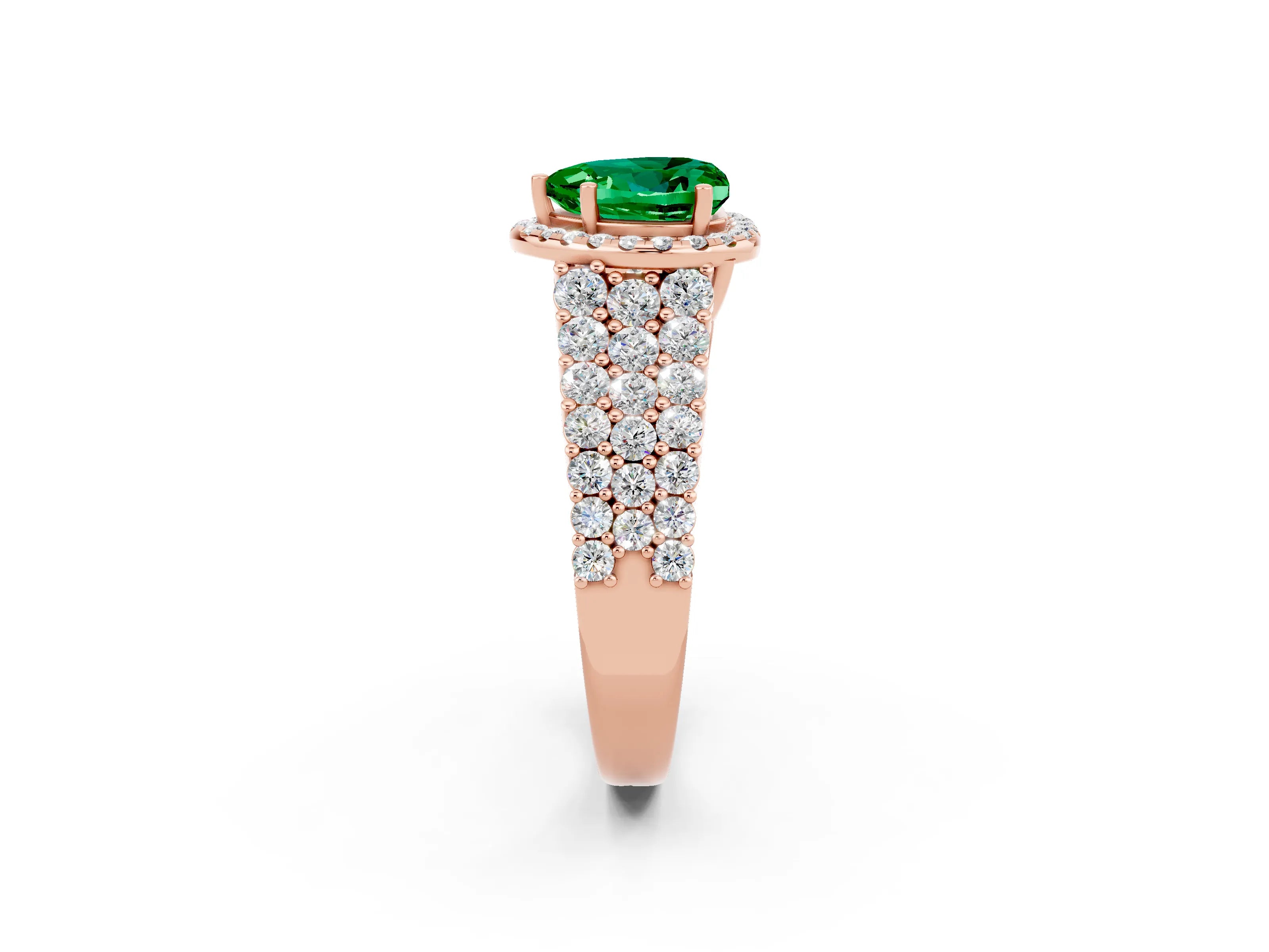 Rose gold Heart Cut Halo Pavé Diamond Engagement Ring with Split Shank and Four-Prong Setting_2
