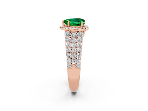 Rose gold Heart Cut Halo Pavé Diamond Engagement Ring with Split Shank and Four-Prong Setting_2