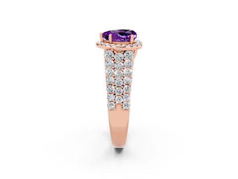 Rose gold Heart Cut Halo Pavé Diamond Engagement Ring with Split Shank and Four-Prong Setting_2