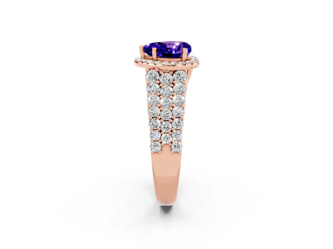Rose gold Heart Cut Halo Pavé Diamond Engagement Ring with Split Shank and Four-Prong Setting_2