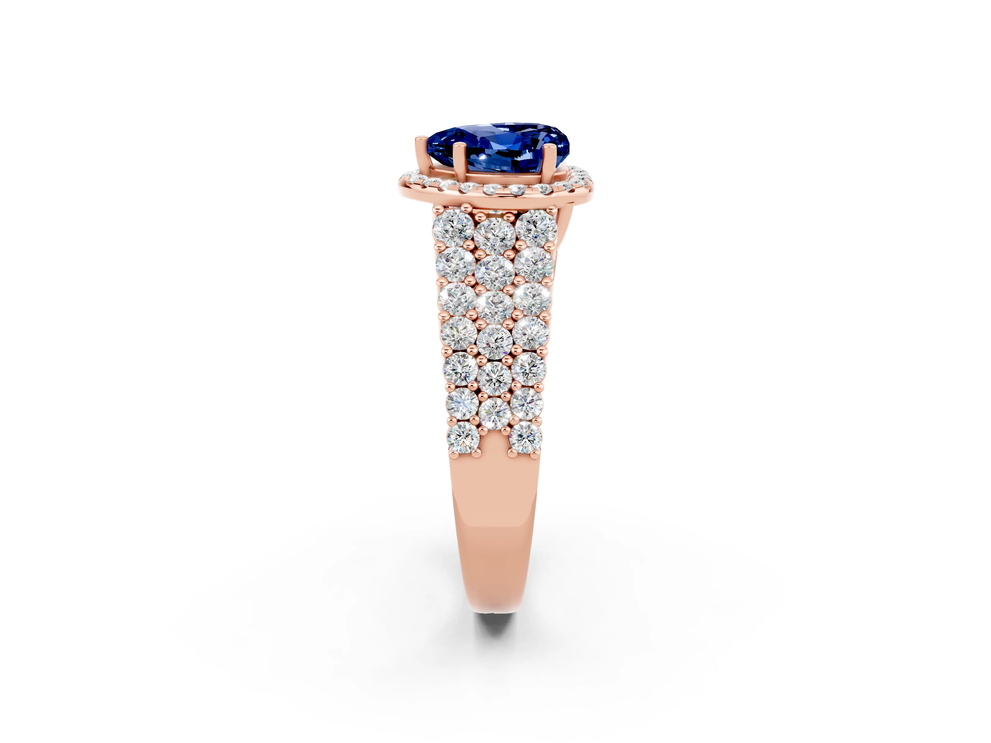 Rose gold Heart Cut Halo Pavé Diamond Engagement Ring with Split Shank and Four-Prong Setting_2
