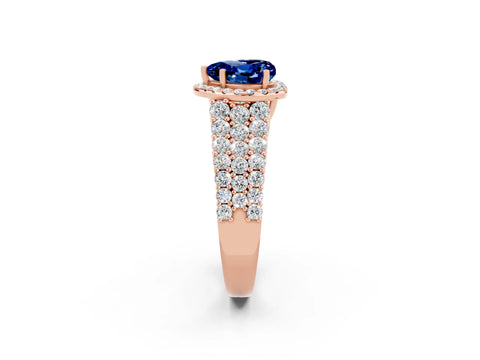 Rose gold Heart Cut Halo Pavé Diamond Engagement Ring with Split Shank and Four-Prong Setting_2