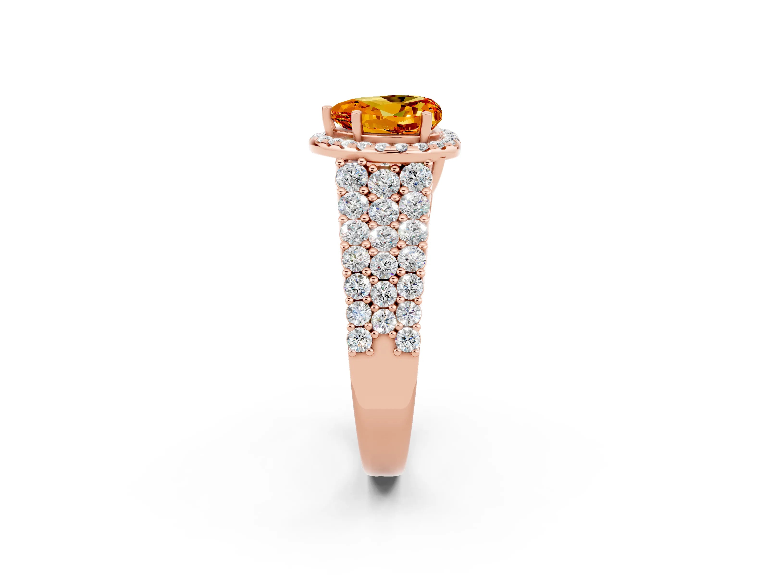 Rose gold Heart Cut Halo Pavé Diamond Engagement Ring with Split Shank and Four-Prong Setting_2
