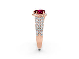 Rose gold Heart Cut Halo Pavé Diamond Engagement Ring with Split Shank and Four-Prong Setting_2