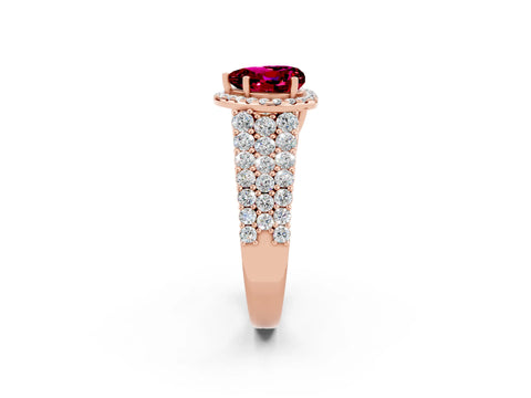 Rose gold Heart Cut Halo Pavé Diamond Engagement Ring with Split Shank and Four-Prong Setting_2
