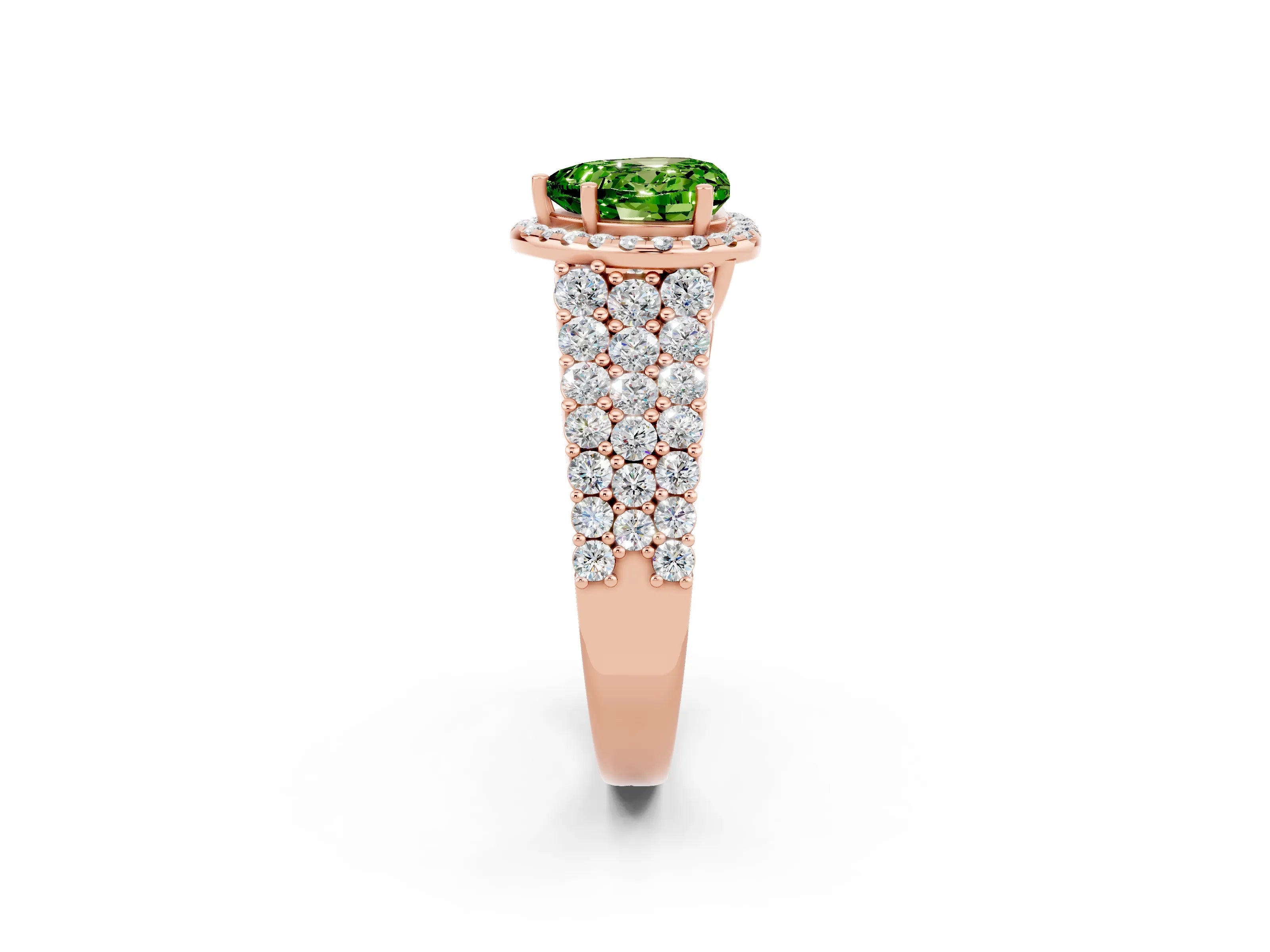 Rose gold Heart Cut Halo Pavé Diamond Engagement Ring with Split Shank and Four-Prong Setting_2